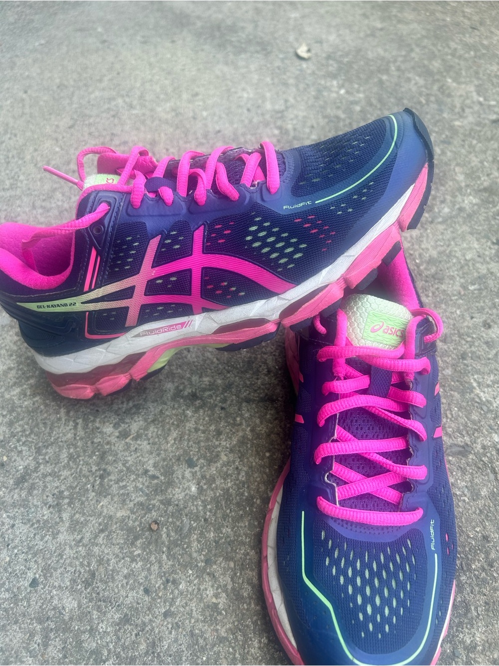 ASICS Navy Running Shoes with Hot Pink Accents